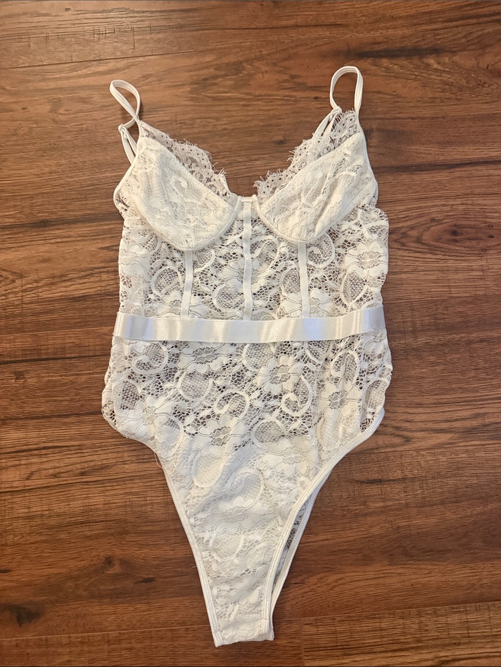 Lace Bodysuit Teddy in White